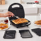 OVENTE Electric Sandwich, Panini and Waffle Maker Set, Black GPI202B (additional view 3)