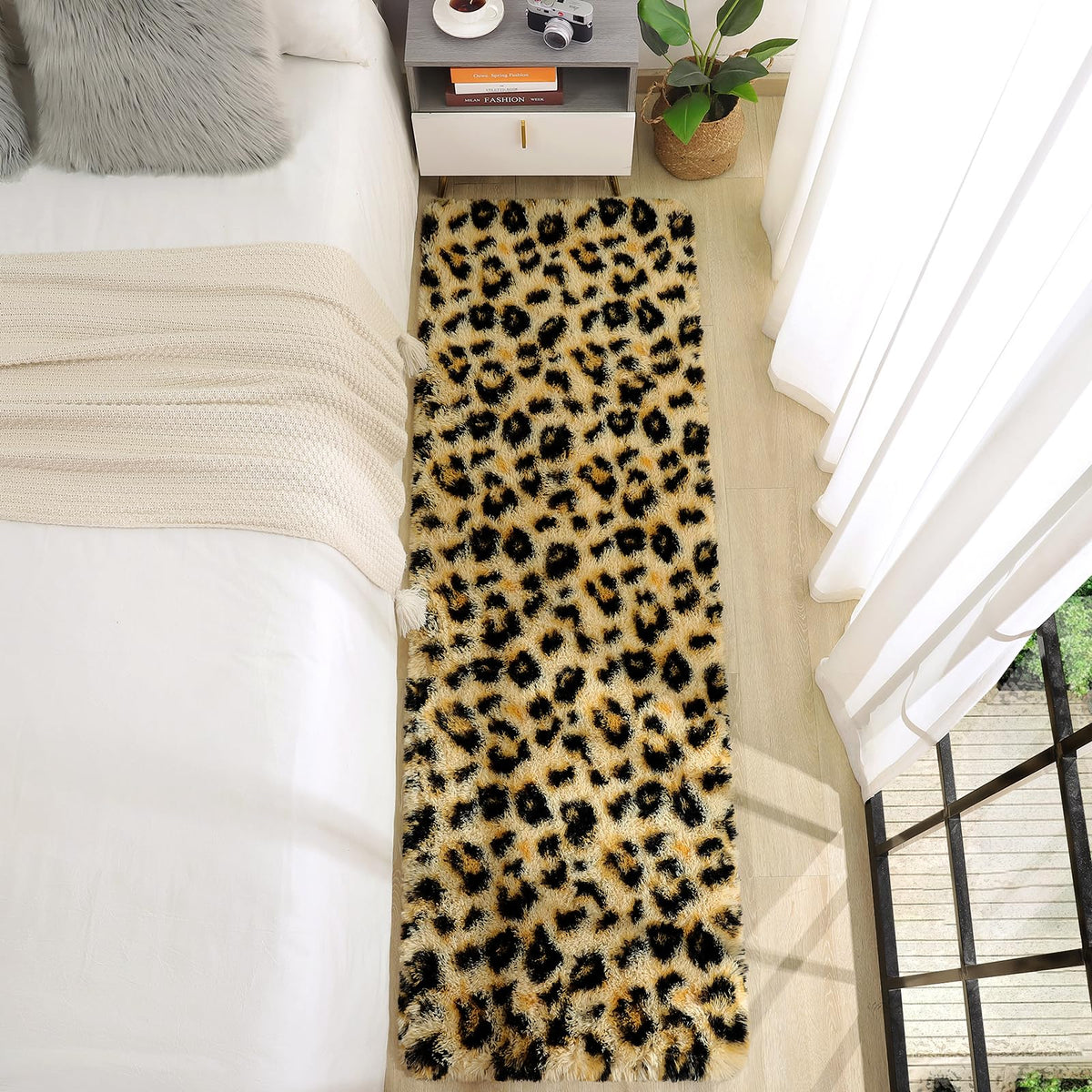 Amearea Leopard Area Rug - Khaki / 2' X 6' (Runner) view 3