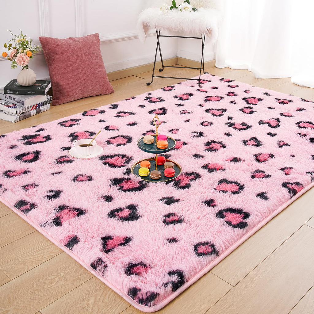 Amearea Leopard Area Rug - Pink / 5' x 8' (Rectangular)