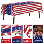 CXPSINC 54 Inch Plastic Table Cover Roll Disposable Tablecloth with Slide Cutter - American Flag / 3600" x 54" (Rectangular) view 2