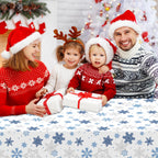 CXPSINC 54 Inch Plastic Table Cover Roll Disposable Tablecloth with Slide Cutter - Christmas Blue Snowflake / 1200" x 54" (Rectangular) view 4