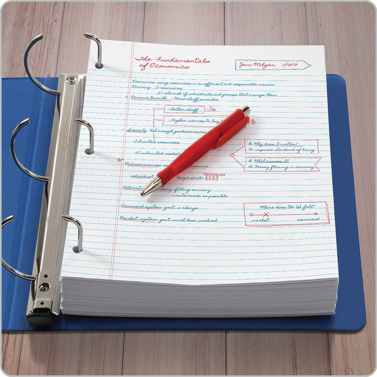 Oxford Filler Paper, 8 x 10-1/2 Inch Wide Ruled Paper, 3 Hole Punch, Loose Leaf Notebook Paper for 3 Ring Binders, 500