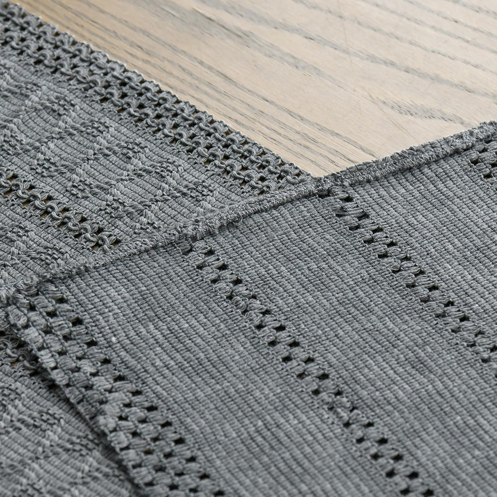 Artoid Woven Farmhouse Hollow Table Runner - Dark Grey / 12" x 72", Table Runner view 7