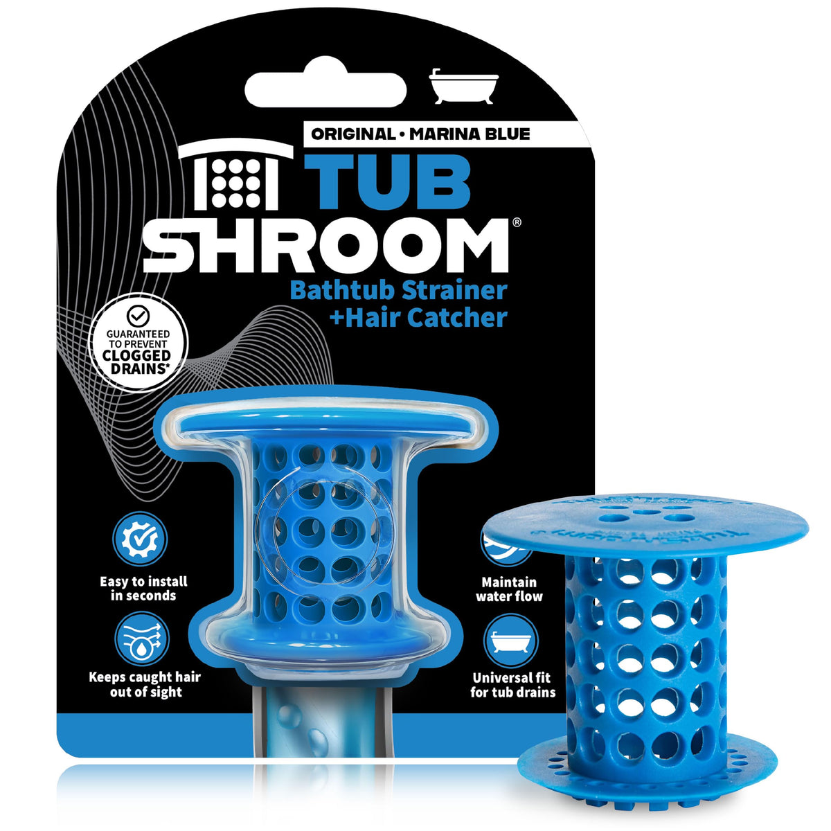 TubShroom The Revolutionary Tub Drain Protector Hair - Blue