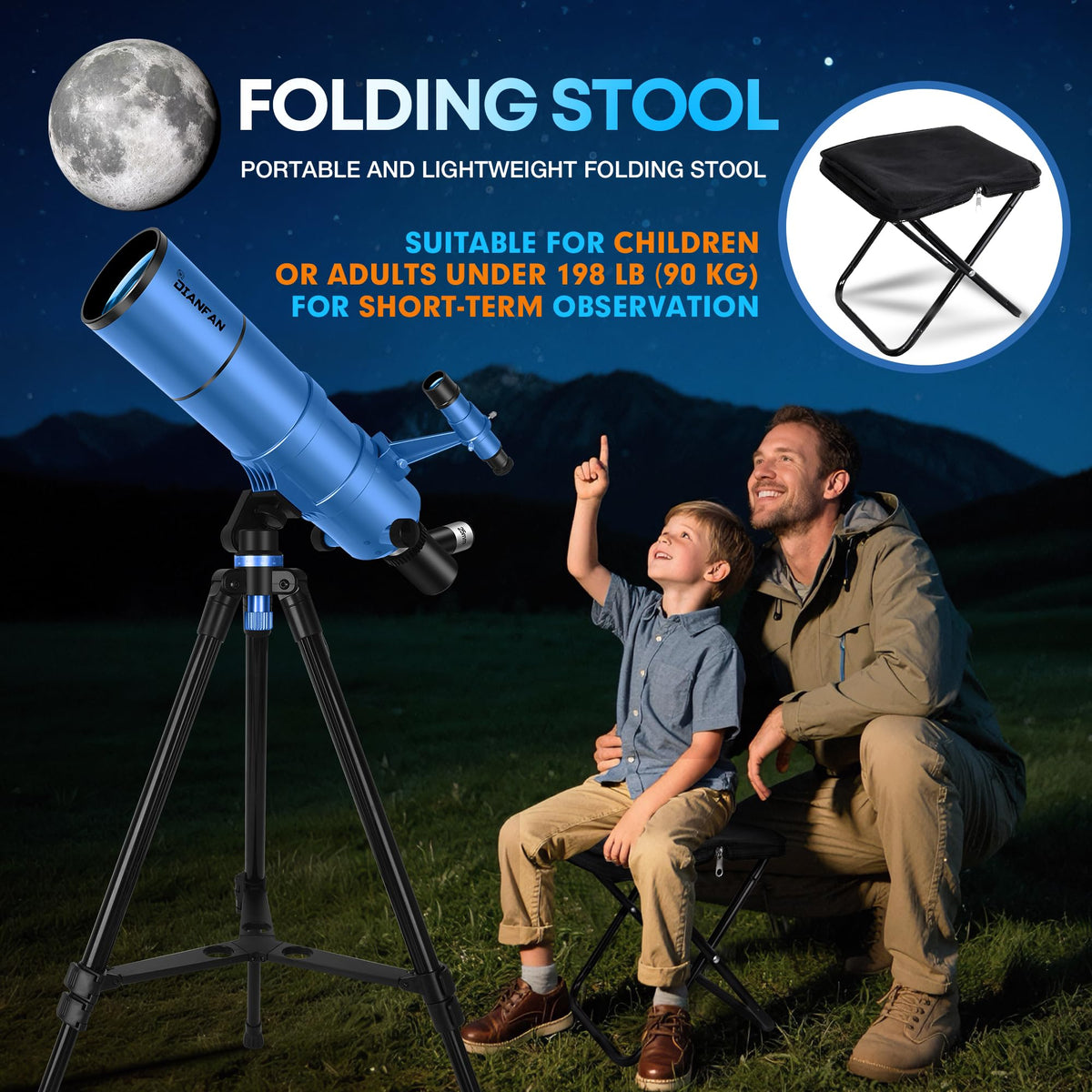 Dianfan Telescope for Kids & Adults, 90mm Aperture 550mm Astronomical Professional (additional view 1)