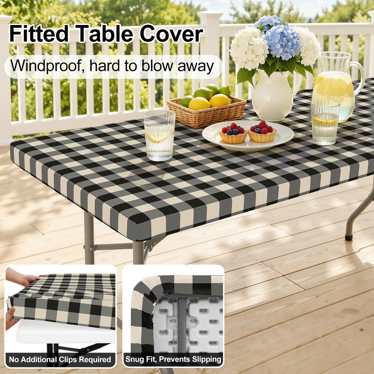 Smiry Rectangle Picnic Table Cloth - Black and Beige / 72" x 36" (Rectangular) view 1