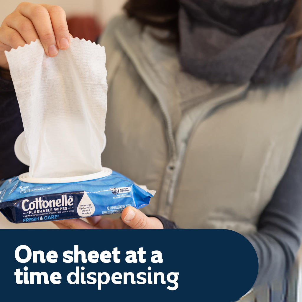 Cottonelle Fresh Feel Flushable Wet Wipes, Adult Wet Wipes, 8 Flip-Top Packs, 42 Wipes Per Pack (336 Total Wipes) (Pack of 8)