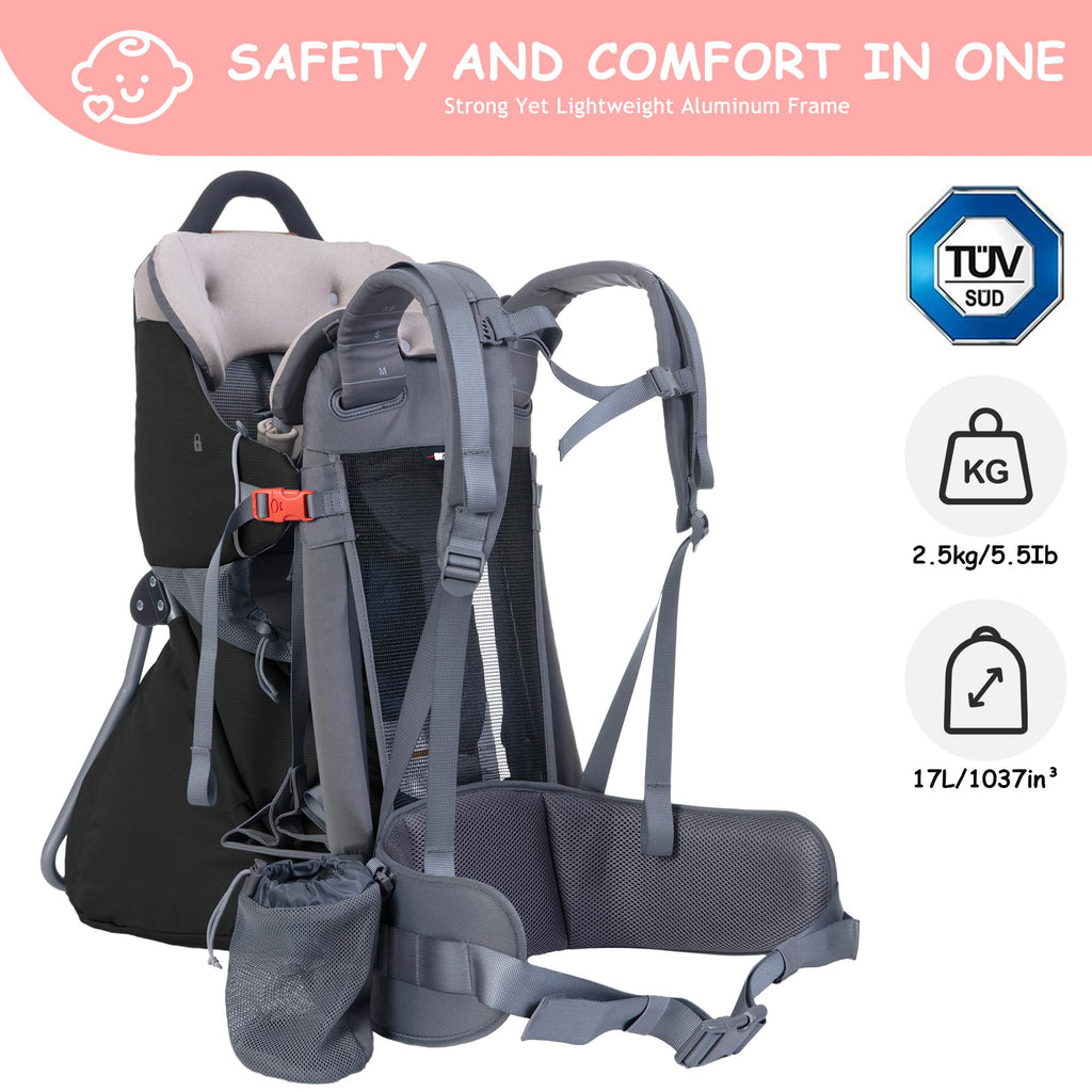 WIPHA Toddler Hiking Backpack Carrier - Black view 1