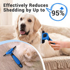 MIU COLOR Pet Grooming Brush Deshedding Tool for Dogs & Cats - Navy Blue / Short and Medium Hair view 2