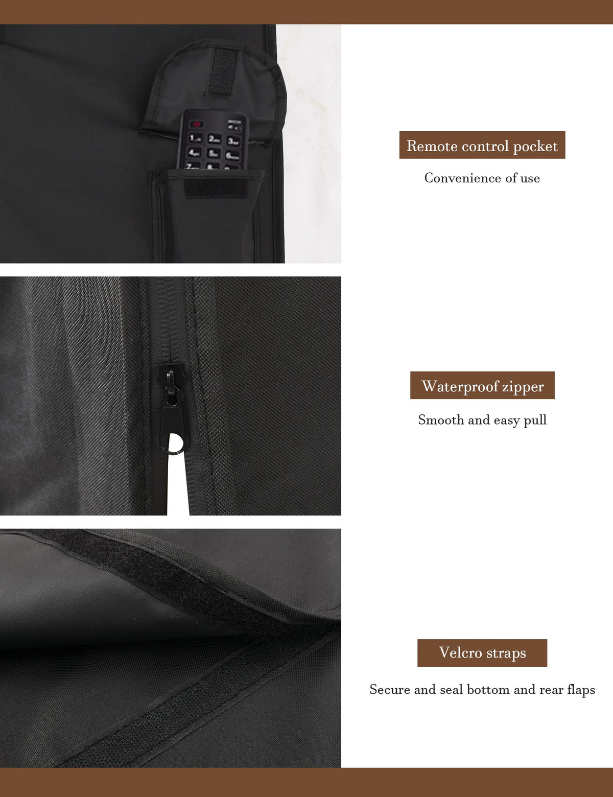 iBirdie Outdoor TV Cover 70 to 75 inch Waterproof and Weatherproof, – Black (iBirdie-TV-Cover-Zipper-Black-70-75)
