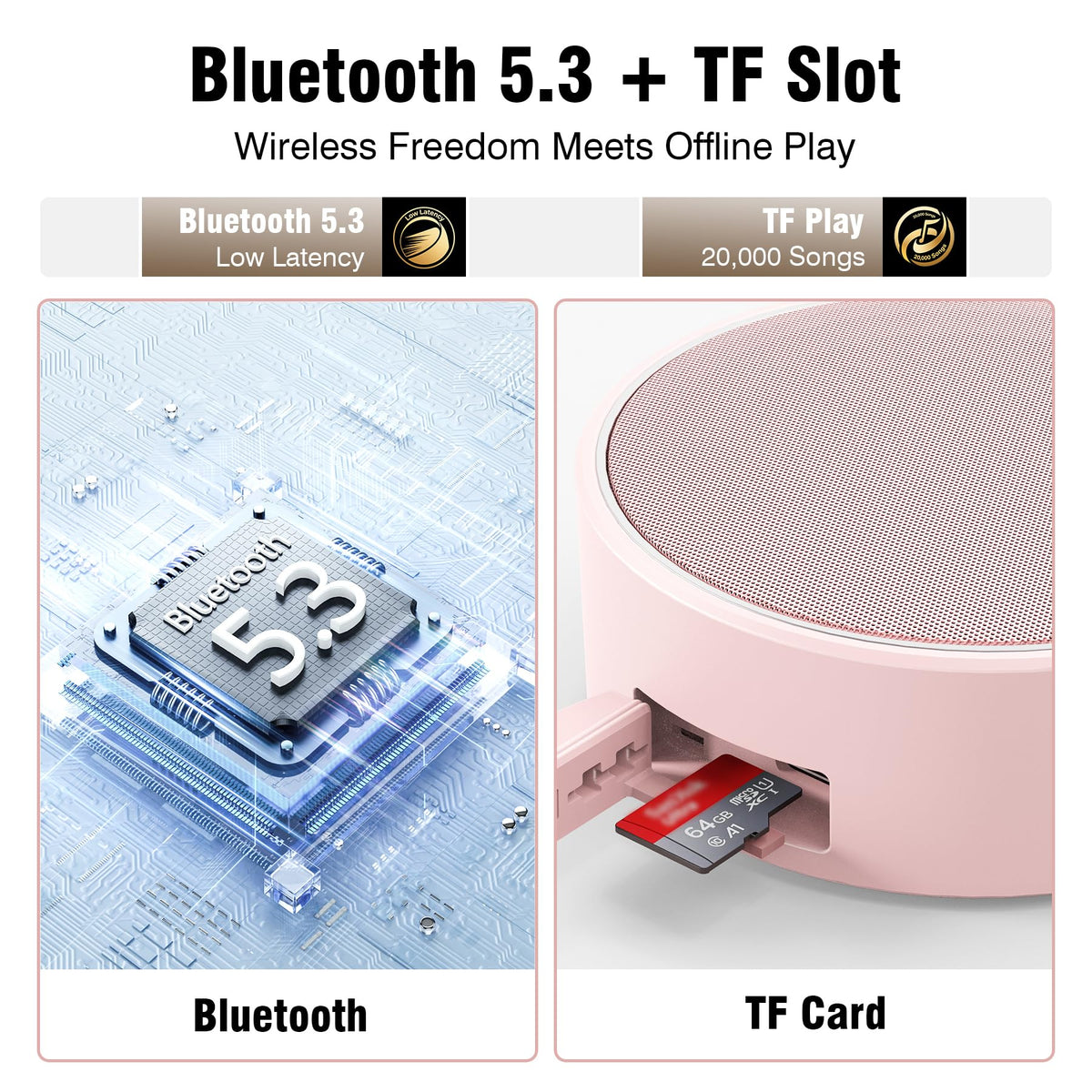 INSMY C12 IP67 Waterproof Shower Bluetooth Speakers,Portable Small Speaker - Cashmere Pink view 6