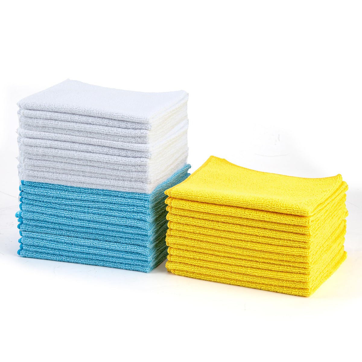 Amazon Basics Microfiber Cleaning Cloths - Blue/White/Yellow / 36-Pack