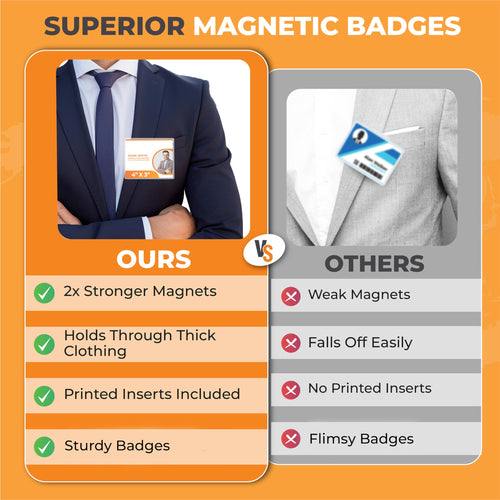 100 Pack of 4x3 Magnetic Name Badge Holders (White Printable Inserts Included) (additional view 1)