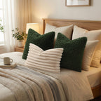 decorUhome Sherpa Decorative Throw Pillow Covers - Olive Green / 20" x 20" (Pack of 2) view 6