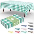 misaya 4 Packs Buffalo Disposable Table Cloth, 54 x 108 Inch Waterproof Plastic Tablecloth, Rectangle Teal and White