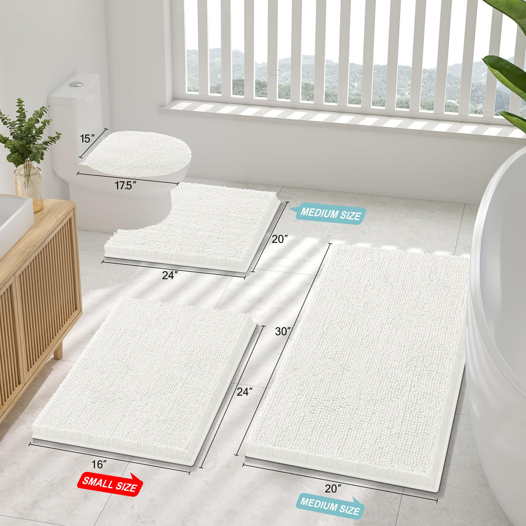 Smiry Bathroom Rugs 44X32, Luxury Chenille Extra Soft Absorbent Bath Mat (YSDD002) (Pack of 2)