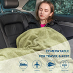 BEDELITE Travel Blanket with Bag, Jacquard Fleece Blanket 65"x40" - Sage Green view 6
