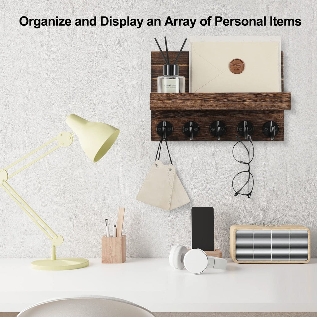 Lwenki Key Holder for Wall, Decorative Key and Mail Holder with Shelf Has Large