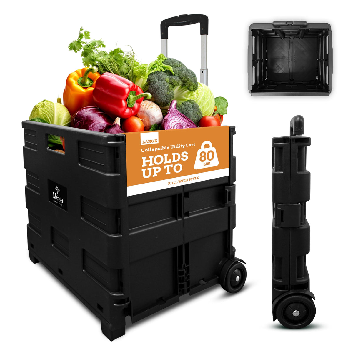 Inspired Living Collapsible Ultra-Slim Pack-N-Roll, 2 Wheel Utility Cart , With