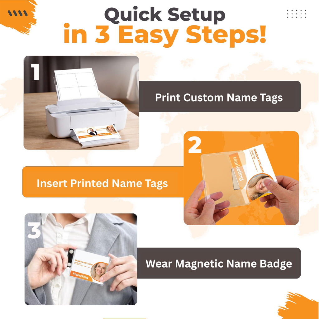 100 Pack of 4x3 Magnetic Name Badge Holders (White Printable Inserts Included) (additional view 4)