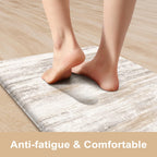KIMODE Anti Fatigue Kitchen Mat, Abstract Farmhouse Kitchen Rugs Sets of 2 - Light Brown/Multi / 17.3" x 47"+17.3" x 29"--0.47 inches view 1
