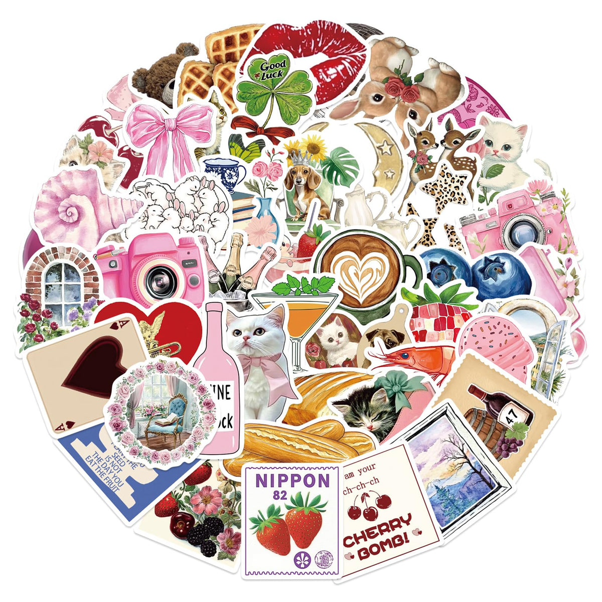 50Pcs Pinterest Aesthetics Stickers Pack - Waterproof Stickers for