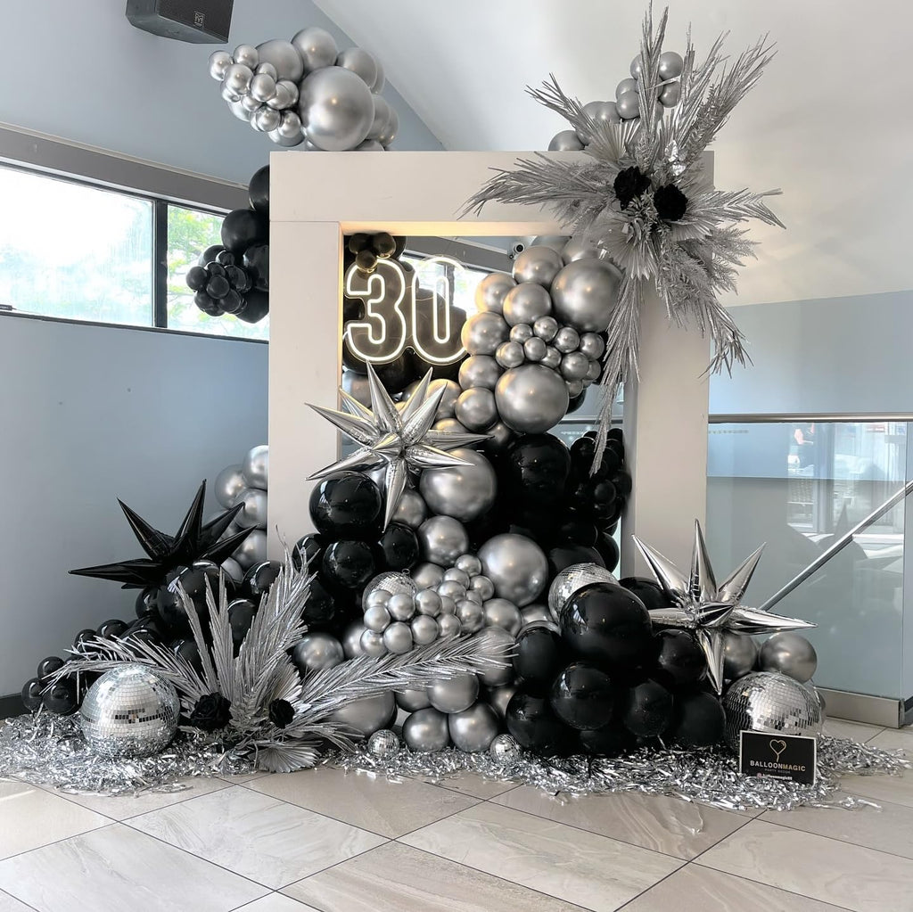 ADOINBY Balloons Arch Kit - Black and Silver view 2