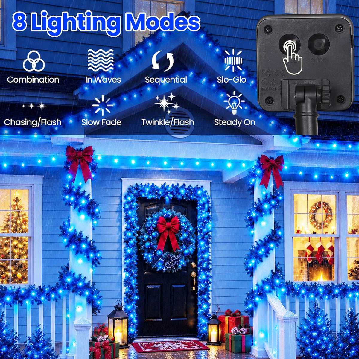 Moettany Solar String Lights Outdoor Waterproof - Blue view 2