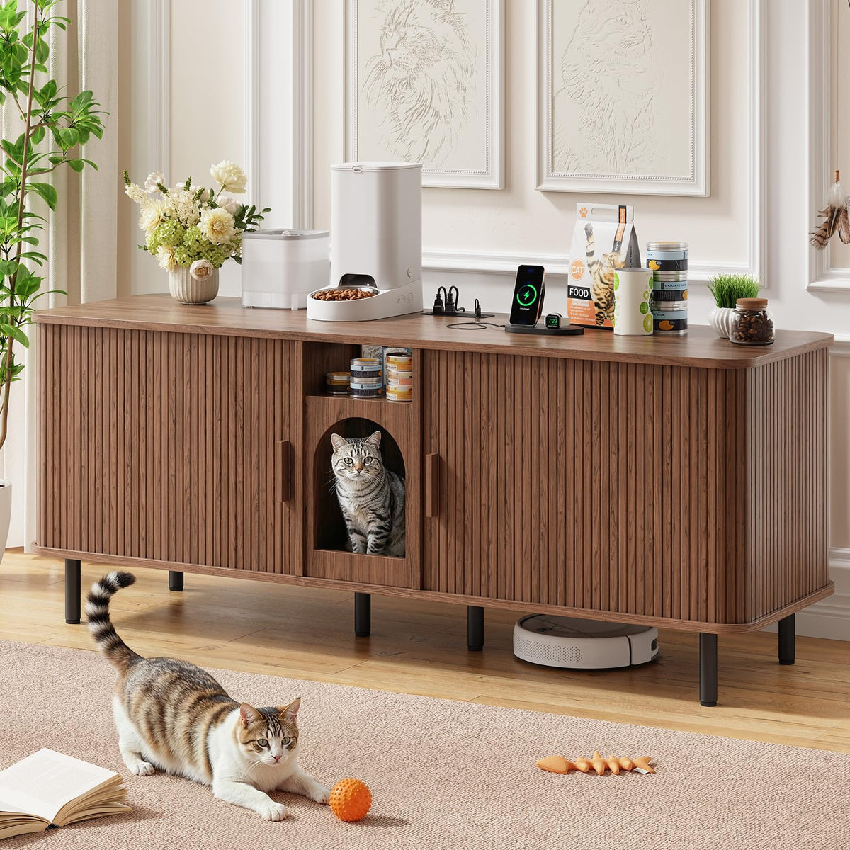 ONBRILL 65 Inches Cat Litter Box Enclosure for 2 Cats