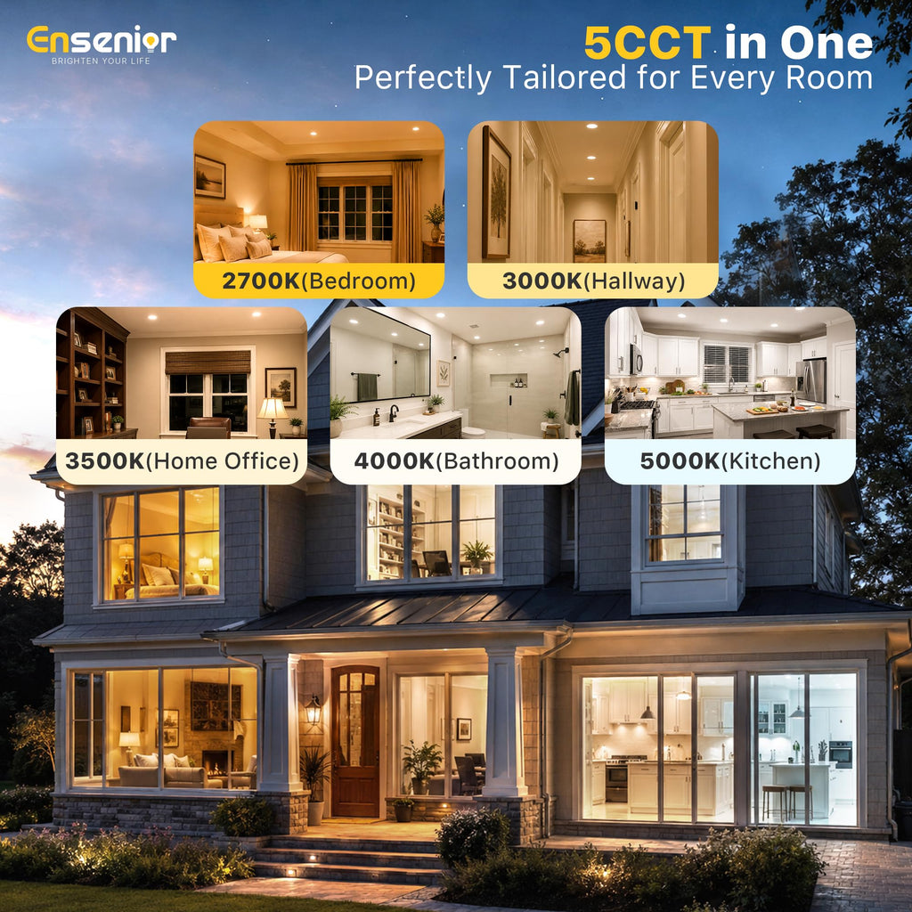 Ensenior 12 Pack 6 Inch LED Recessed Ceiling Light, 5CCT, 1200LM 12W 120V (Vecot)
