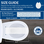Mayfair Ashton Easy to Clean Single Hinge Toilet Seat, Modern Slow Close Wood Toilet Seat, Made in USA, Round, – White