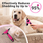 MIU COLOR Pet Grooming Brush Deshedding Tool for Dogs & Cats - Hot Pink / Short and Medium Hair view 2