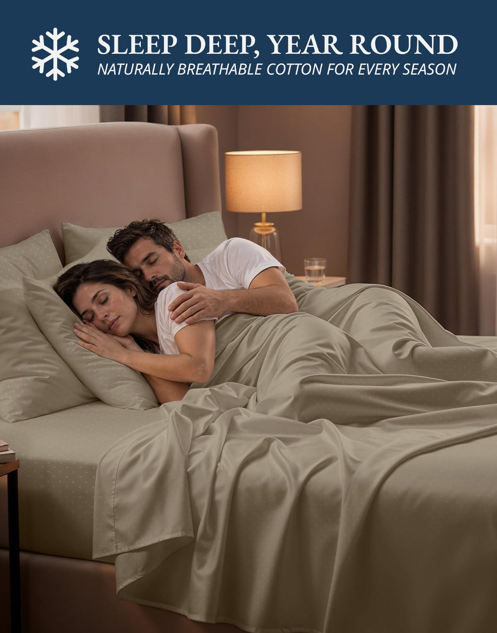 Lane Linen 100% Egyptian Cotton Ultra Soft Sheets - 42: Swiss Dot- Taupe view 6