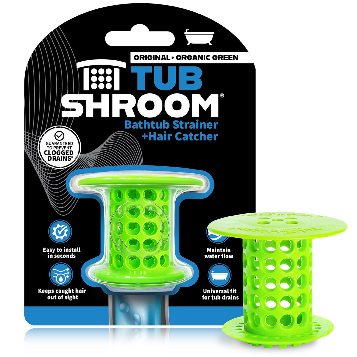 TubShroom The Revolutionary Tub Drain Protector Hair - Green