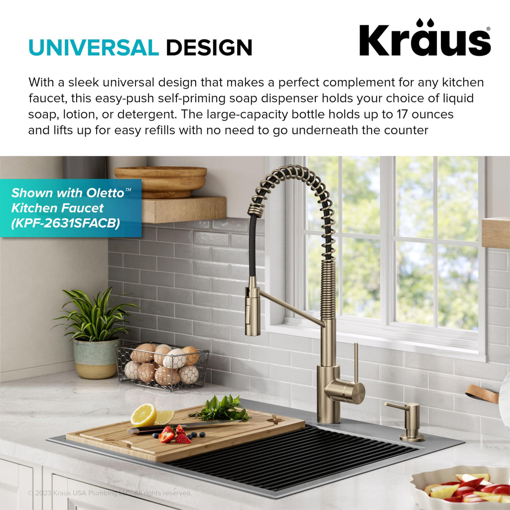 KRAUS Kitchen Soap and Lotion Dispenser in Spot-Free Antique Champagne Bronze, KSD-43SFACB (additional view 1)