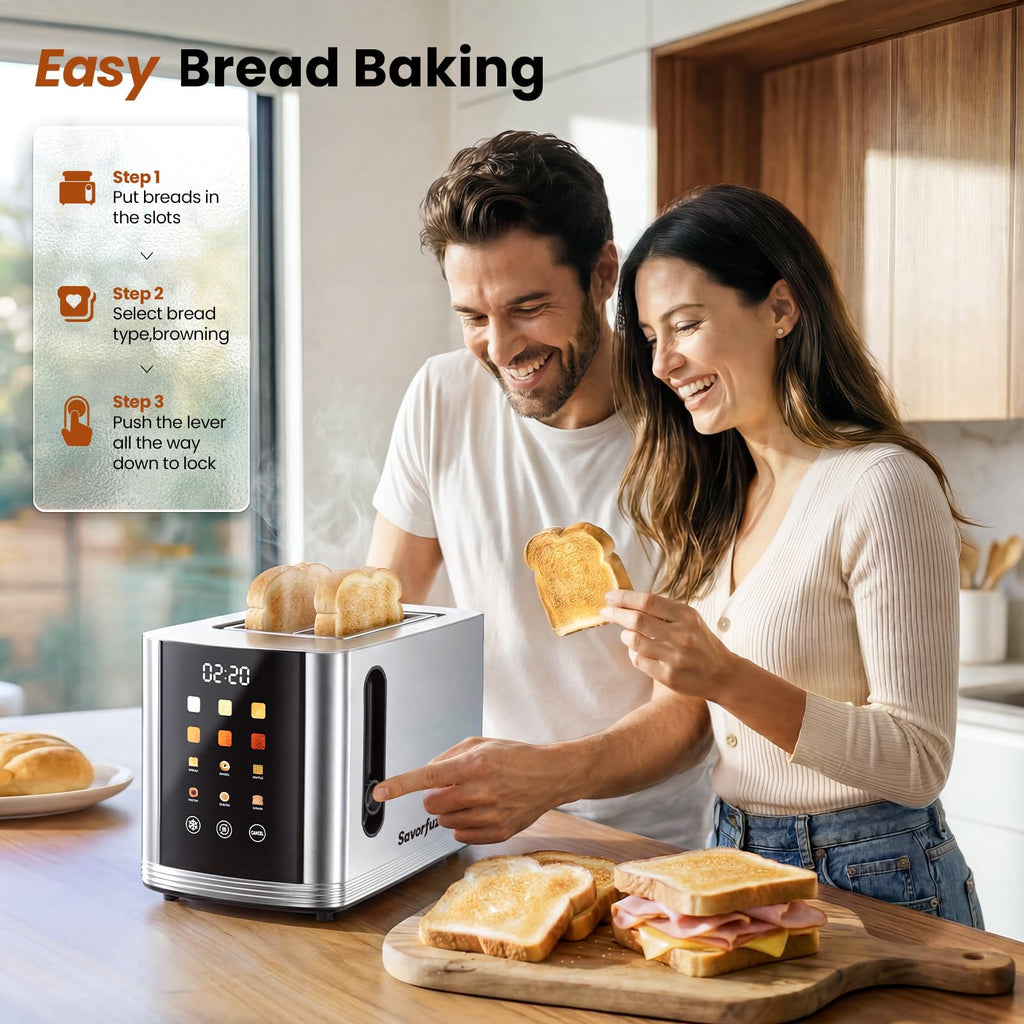 Toaster 2 Slice Touch Screen, Smart Toaster Wide Slot, Full Stainless Steel (additional view 1)