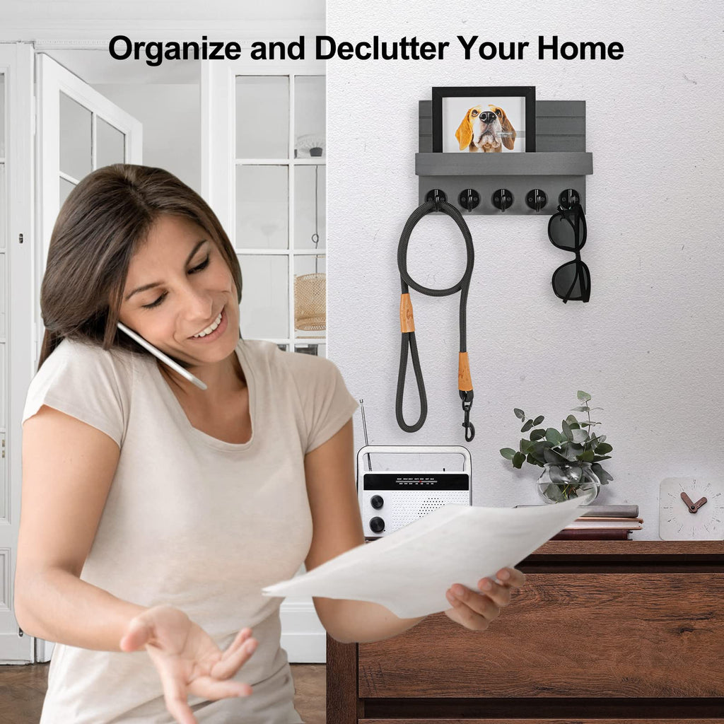 Lwenki Key Holder for Wall, Decorative Key and Mail Holder with Shelf Has Large