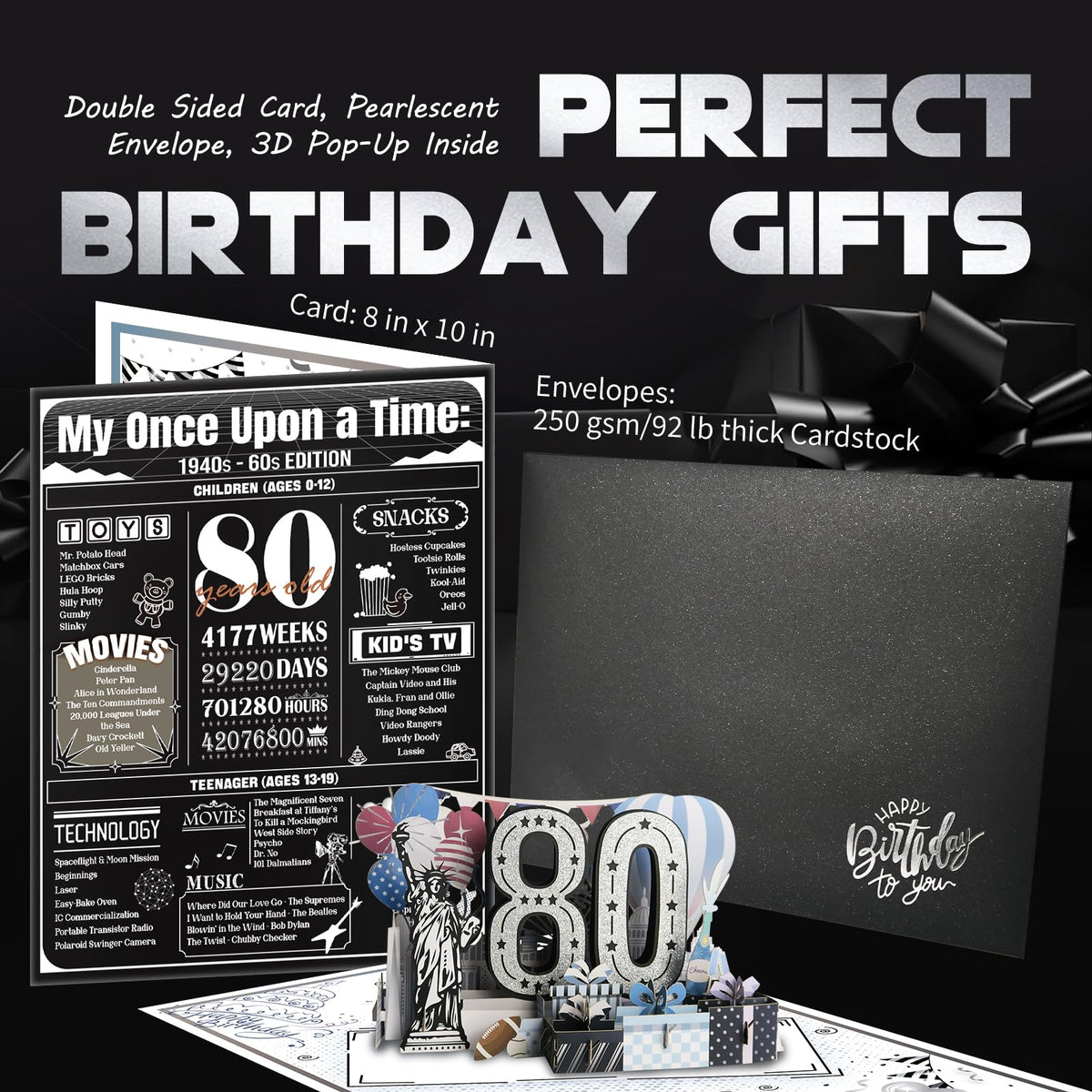 Birthday Card Gifts for Men Women, Large 3D Pop-up