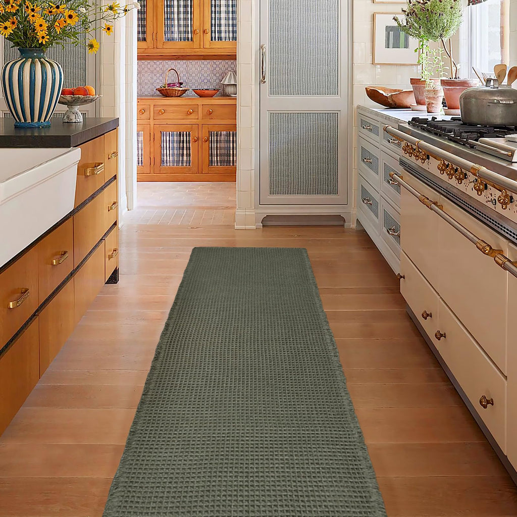 ZALL Waffle Bath Mat - Dark Green / 24 x 60 inches(Rectangular) view 1