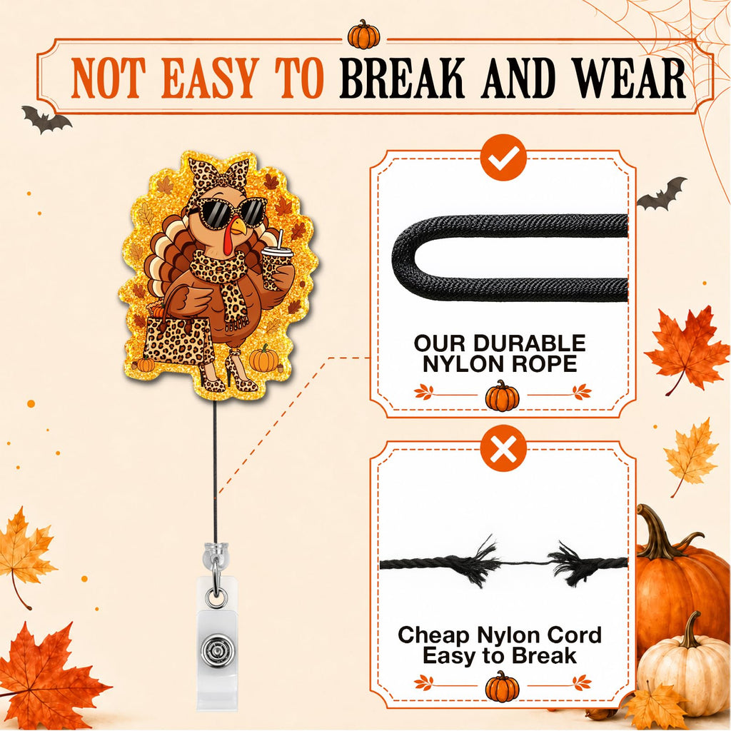 Halloween Badge Reel, Cute Spooky Gifts for Teacher Nurse - Turkey view 1