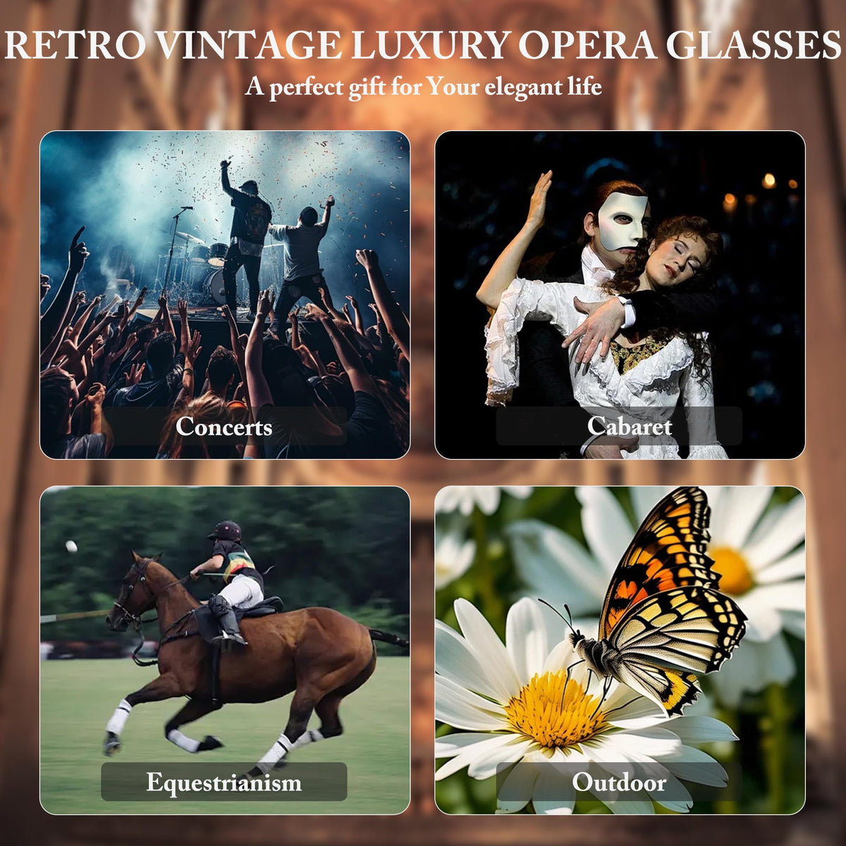 BOSSDUN 3x25 Opera Glasses with Neck Chain and Extendable Handle - view 4