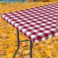 Smiry Rectangle Picnic Table Cloth - Burgundy and White / 96" x 30" (Rectangular)