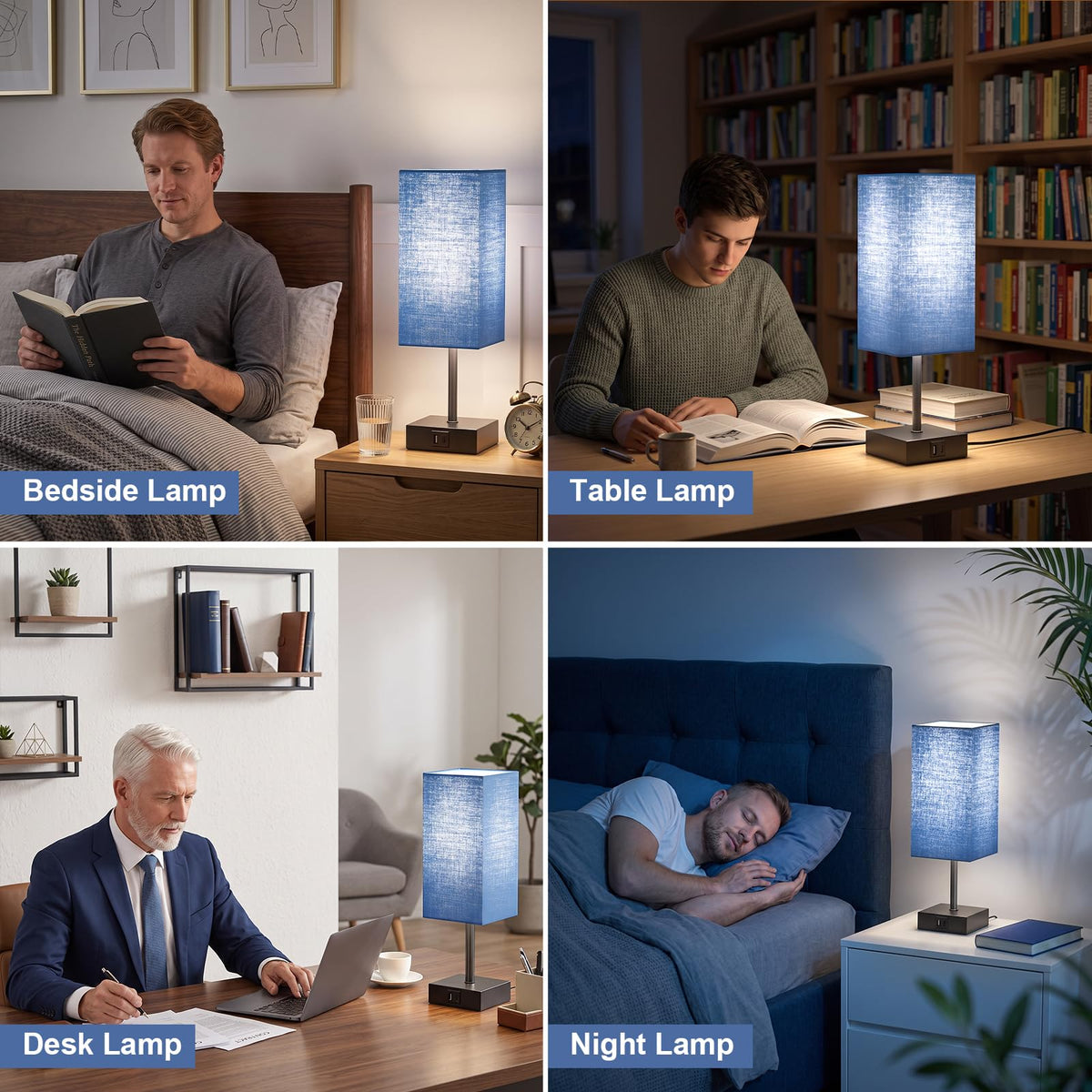 hansang Bedside Table Lamp with Touch Control, USB-C + USB-A - view 16