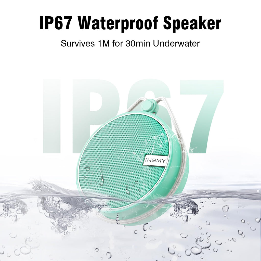 INSMY C12 IP67 Waterproof Shower Bluetooth Speakers,Portable Small Speaker - Mint view 1