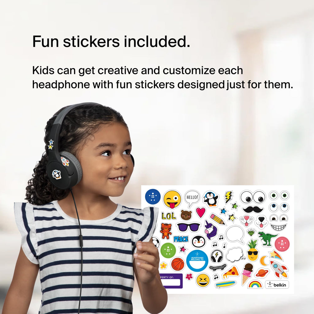 Belkin SoundForm Mini Kids Headphones - Black / Wired view 6