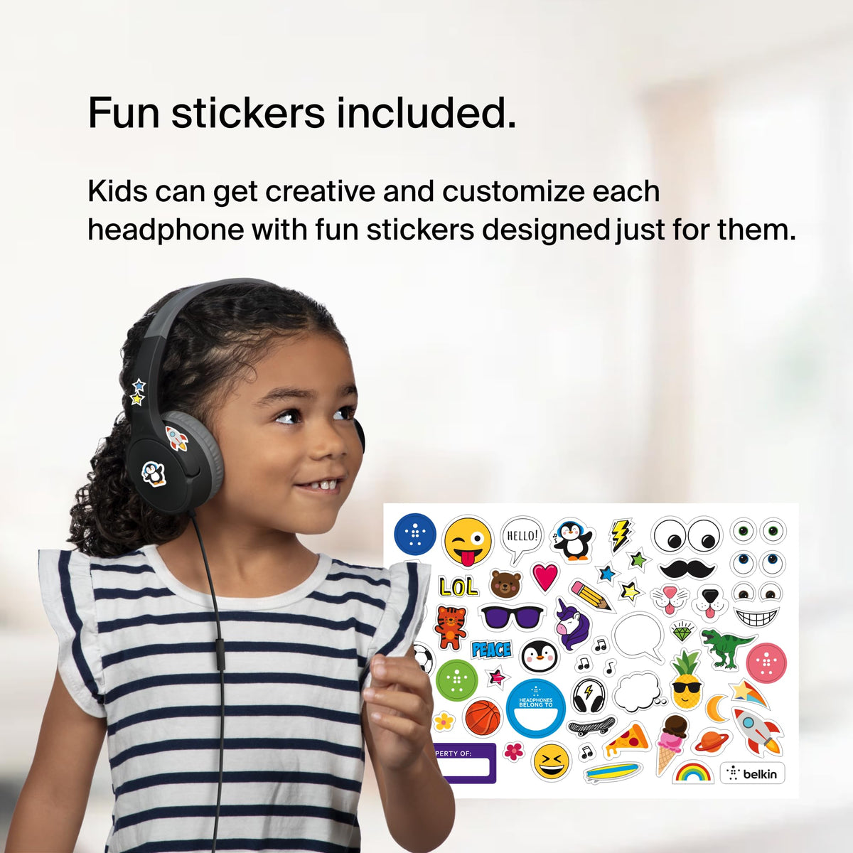 Belkin SoundForm Mini Kids Headphones - Black / Wired view 6