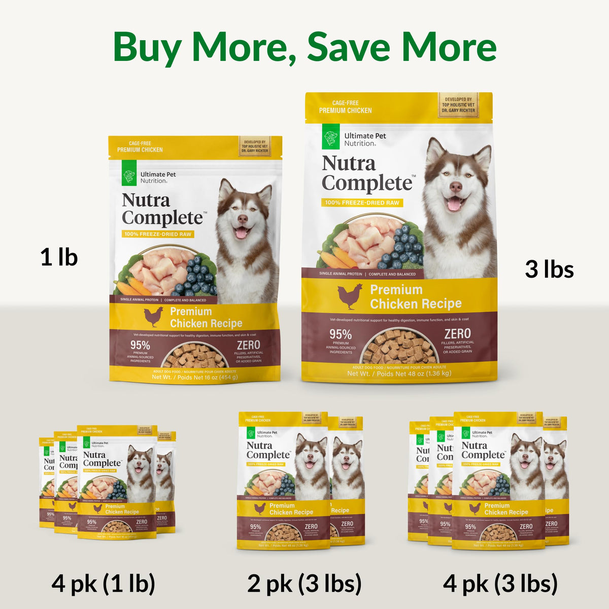 ULTIMATE PET NUTRITION Nutra Complete Freeze-Dried Dog Food, Chicken 1lb