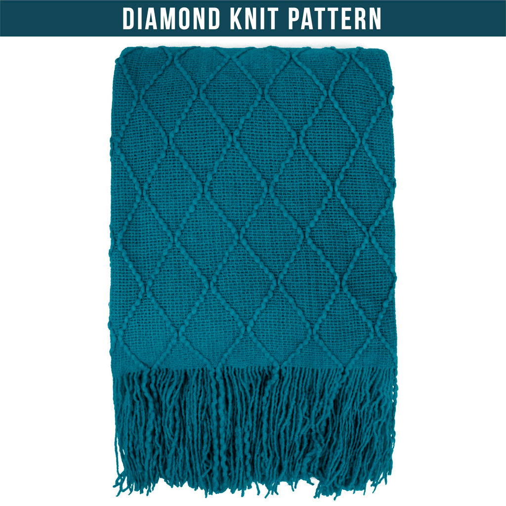 PAVILIA Knit Throw Blanket, Soft Knitted Farmhouse - Teal Blue / 50 X 60 Inches - Throw view 2