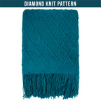 PAVILIA Knit Throw Blanket, Soft Knitted Farmhouse - Teal Blue / 50 X 60 Inches - Throw view 2