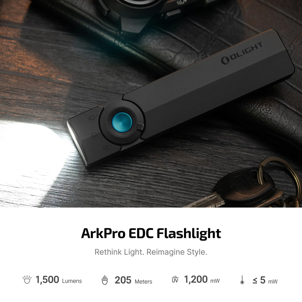 OLIGHT ArkPro EDC Flat Flashlight Rechargeable, Pocket Light, Black CW